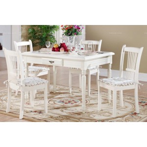 橡胶木实木餐桌椅套装（七件套）