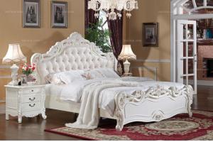 欧式田园	粉红玫瑰立体雕花排骨架床