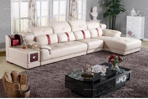 时尚经典 带储物功能真皮转角沙发(1+3+左贵妃)